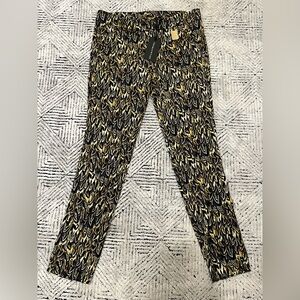 NWT Rare Thomas Wylde Black and Gold Patterned Trousers